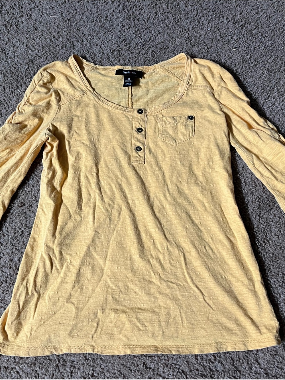 Style & Co. Women's Yellow 3/4 Sleeve Top Size XS